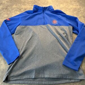 Chicago Cubs Pullover Nike Men's L Gray Blue Fleece 1/4 Zip Calumet Breweries